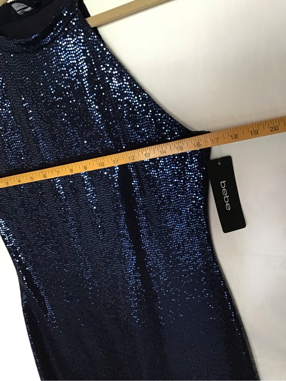 bebe Navy Sequin Halter Midi  Dress Size M - Picture 7 of 13